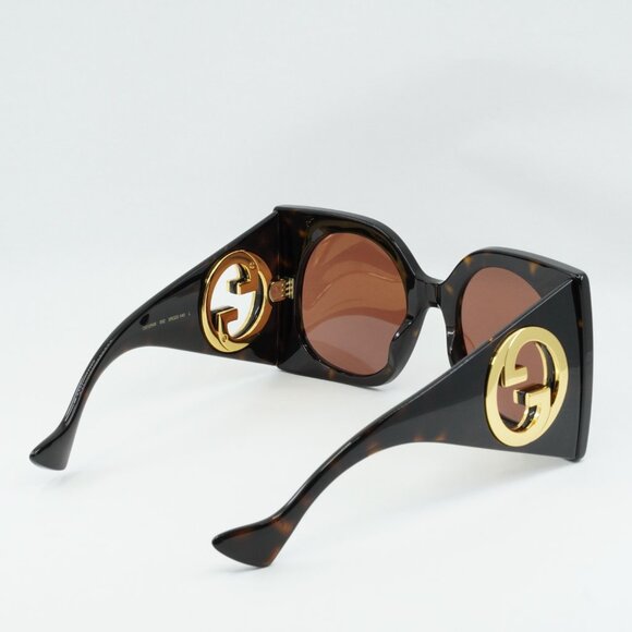 🕶️ New Gucci GG1254S 002 Sunglasses - Dark Havana Frame, Brown Lenses - Picture 8 of 10